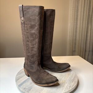 Liberty‎ Vegas Women's Brown Nubuck Leather Knee-High Western Boots US Size 8
